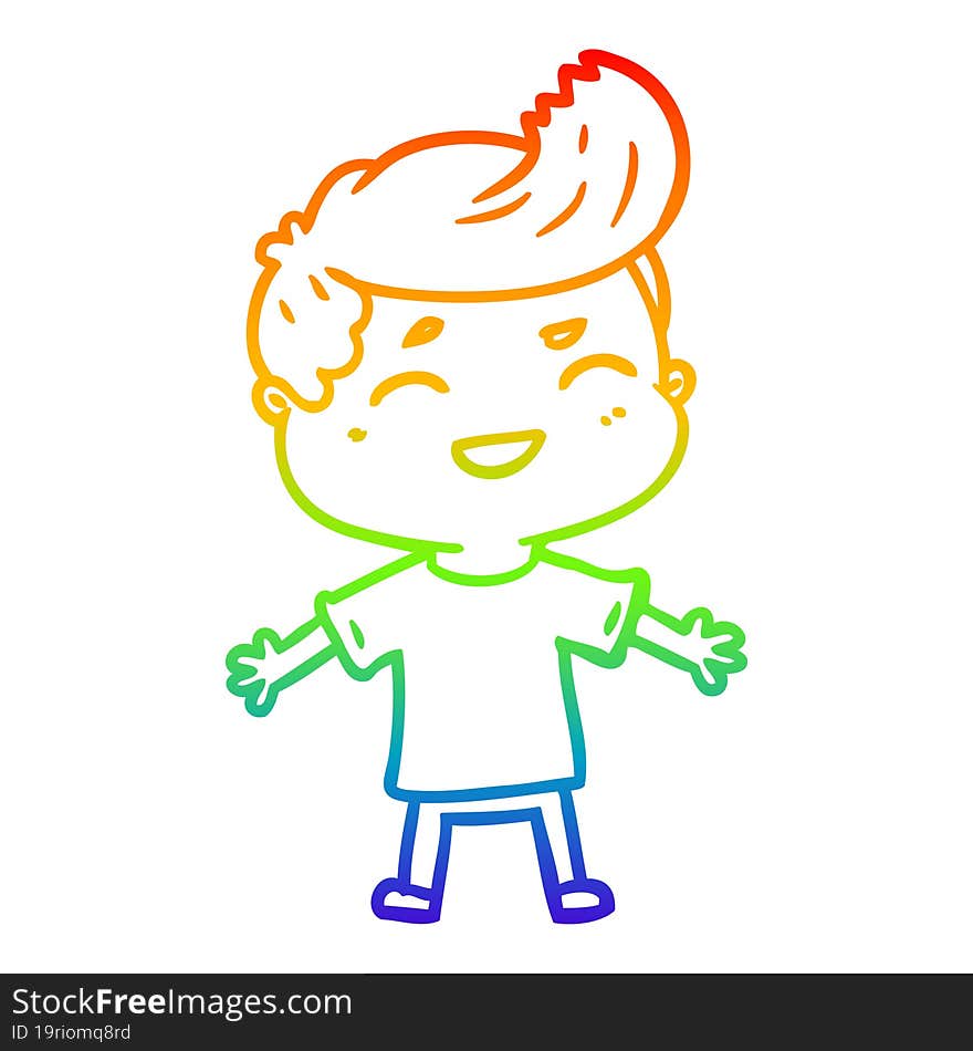 Rainbow Gradient Line Drawing Cartoon Man Laughing