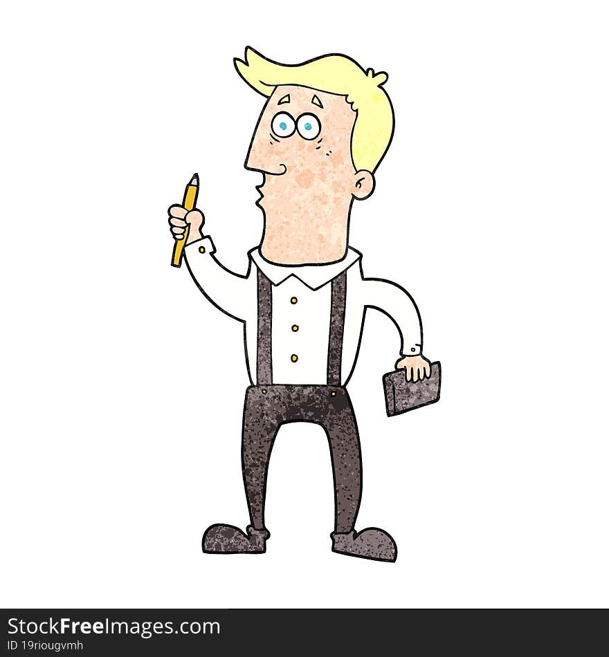 Textured Cartoon Man With Notebook