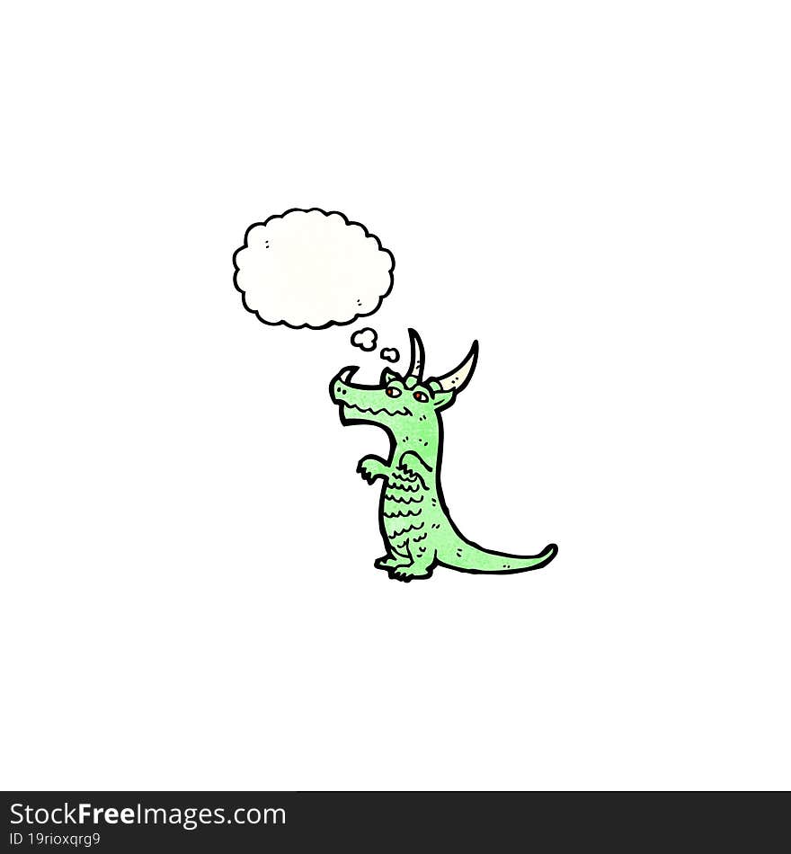 cartoon dragon with thought bubble