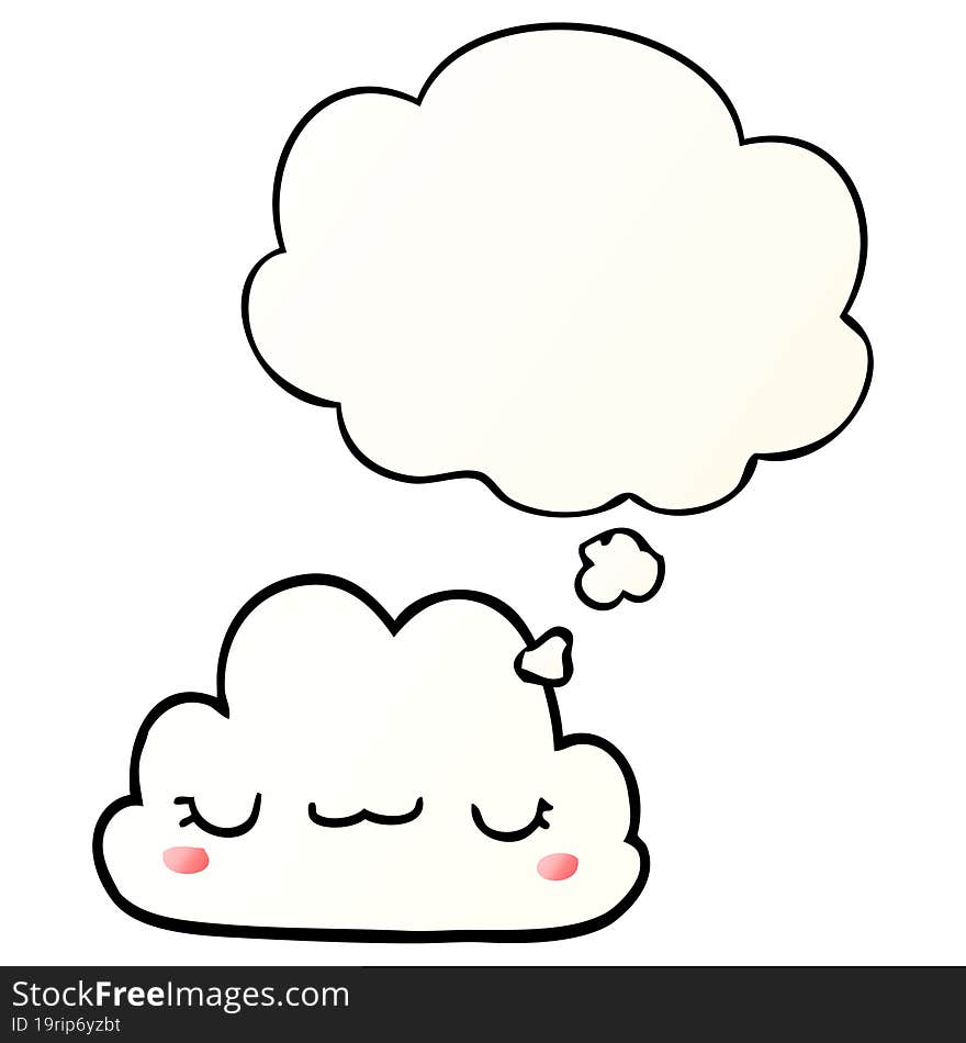 cute cartoon cloud and thought bubble in smooth gradient style