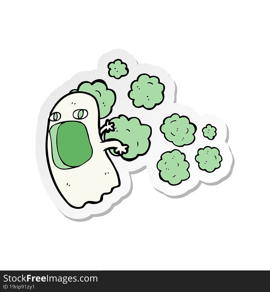 sticker of a cartoon ghost