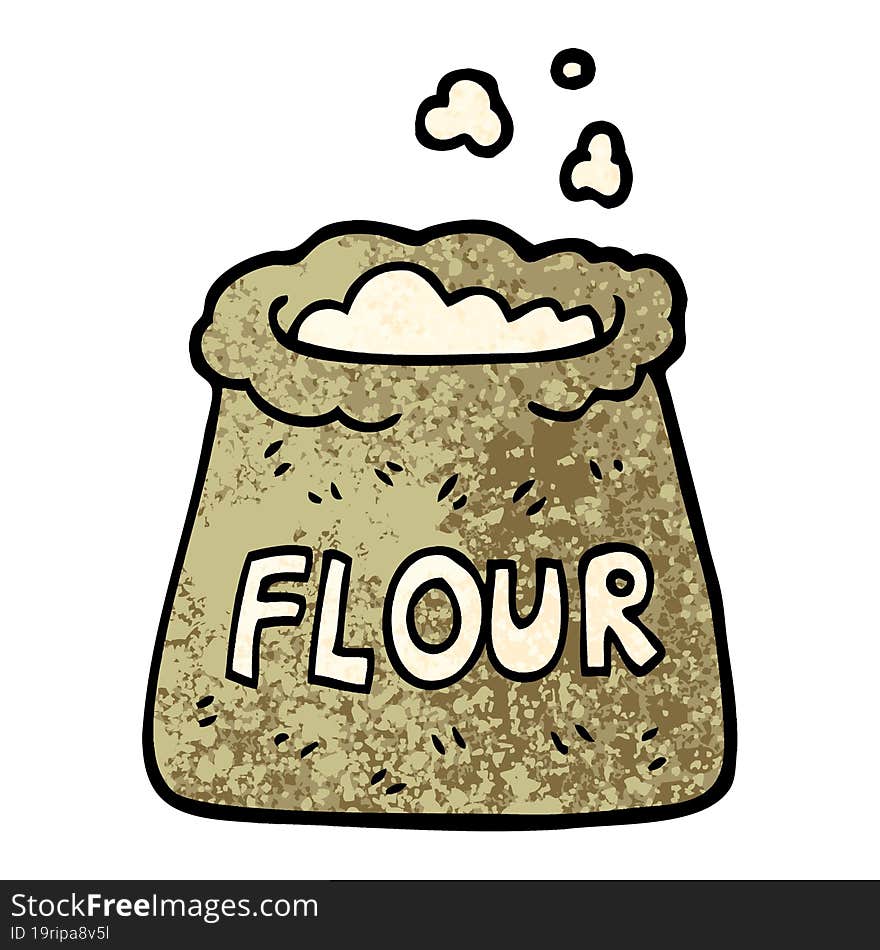 Grunge Textured Illustration Cartoon Bag Of Flour