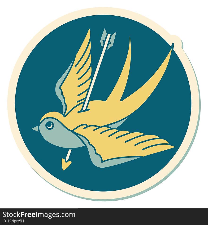 tattoo style sticker of a swallow