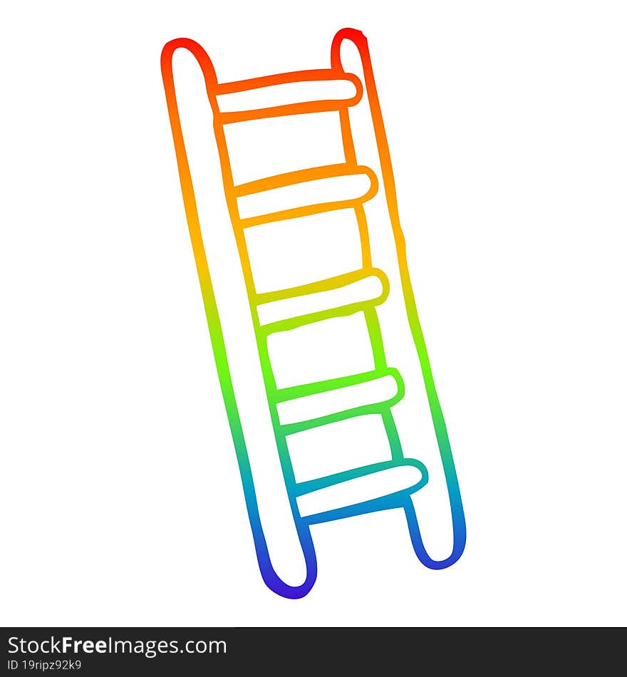 rainbow gradient line drawing cartoon ladder