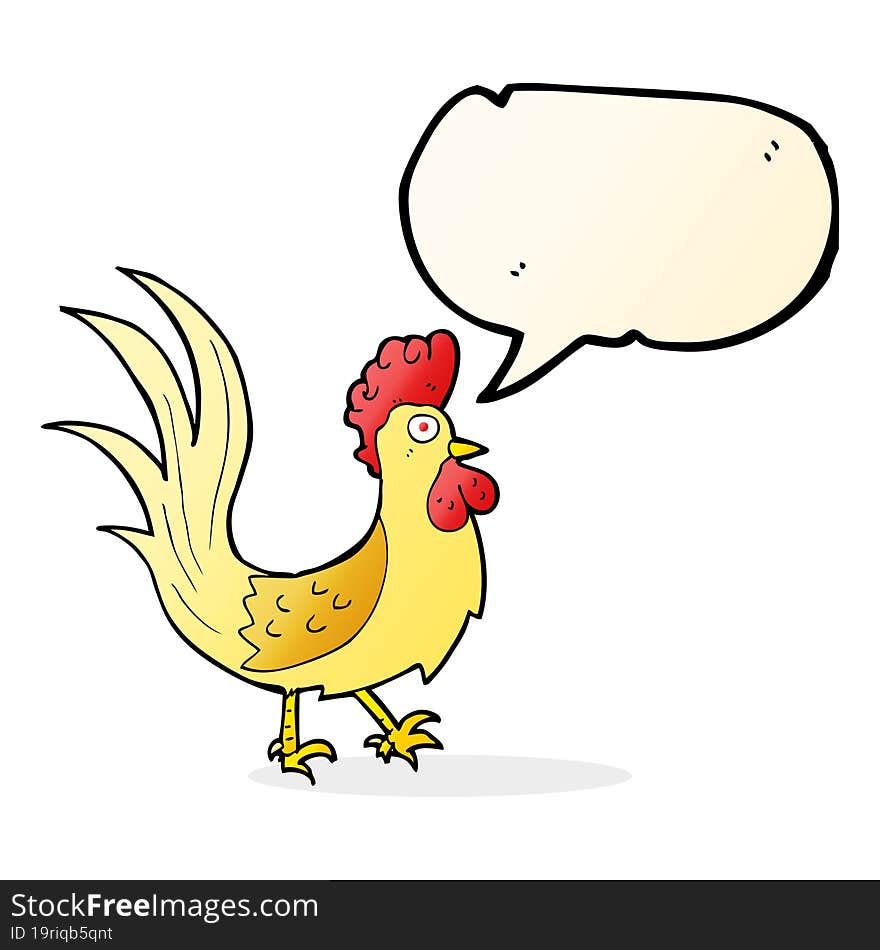 cartoon cockerel with speech bubble