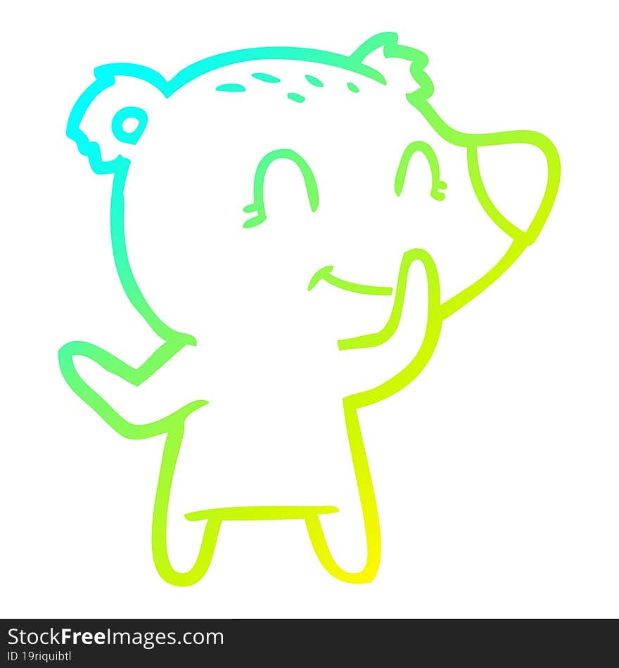 cold gradient line drawing friendly bear cartoon