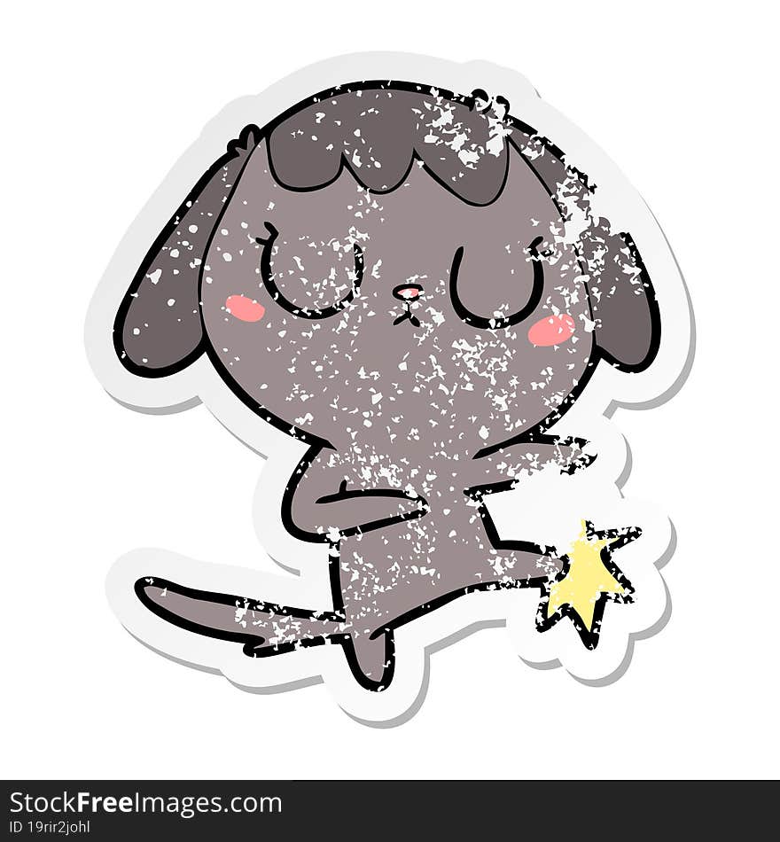 distressed sticker of a cute cartoon dog