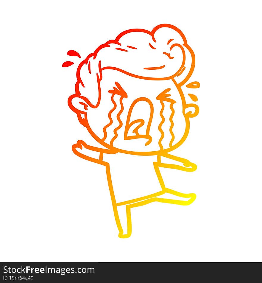 Warm Gradient Line Drawing Cartoon Crying Man