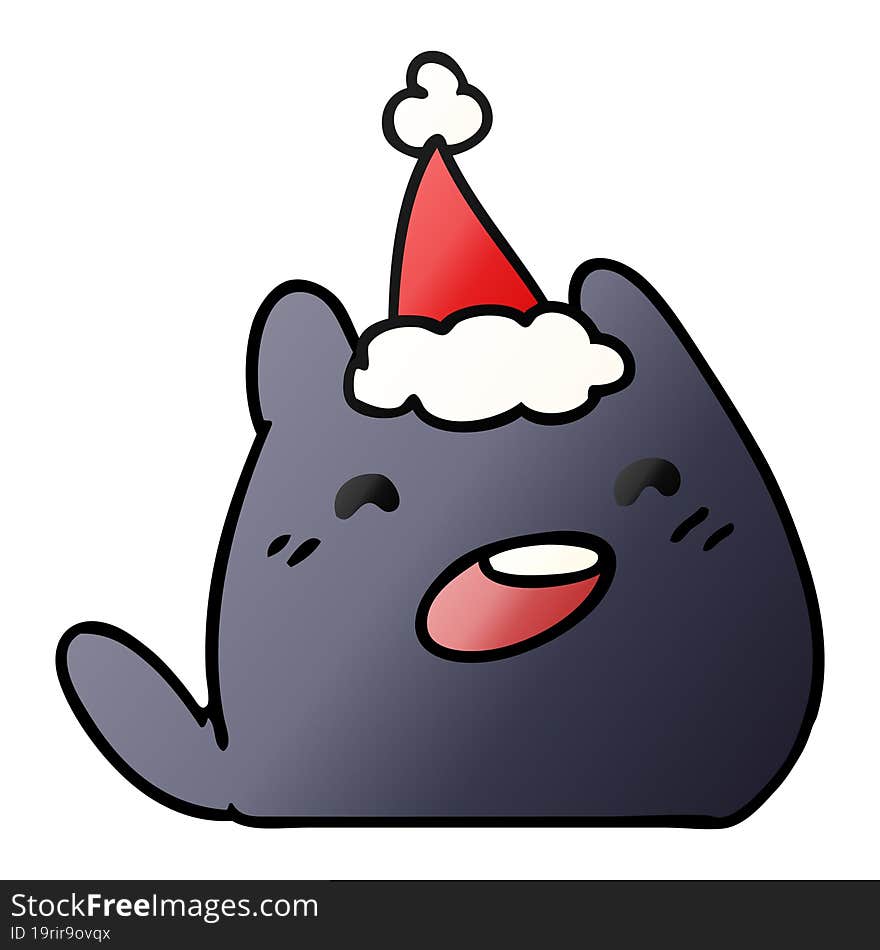 hand drawn christmas gradient cartoon of kawaii cat