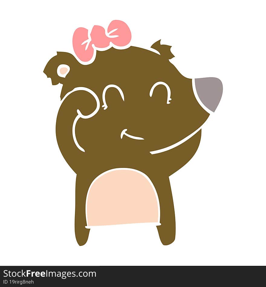 female bear flat color style cartoon