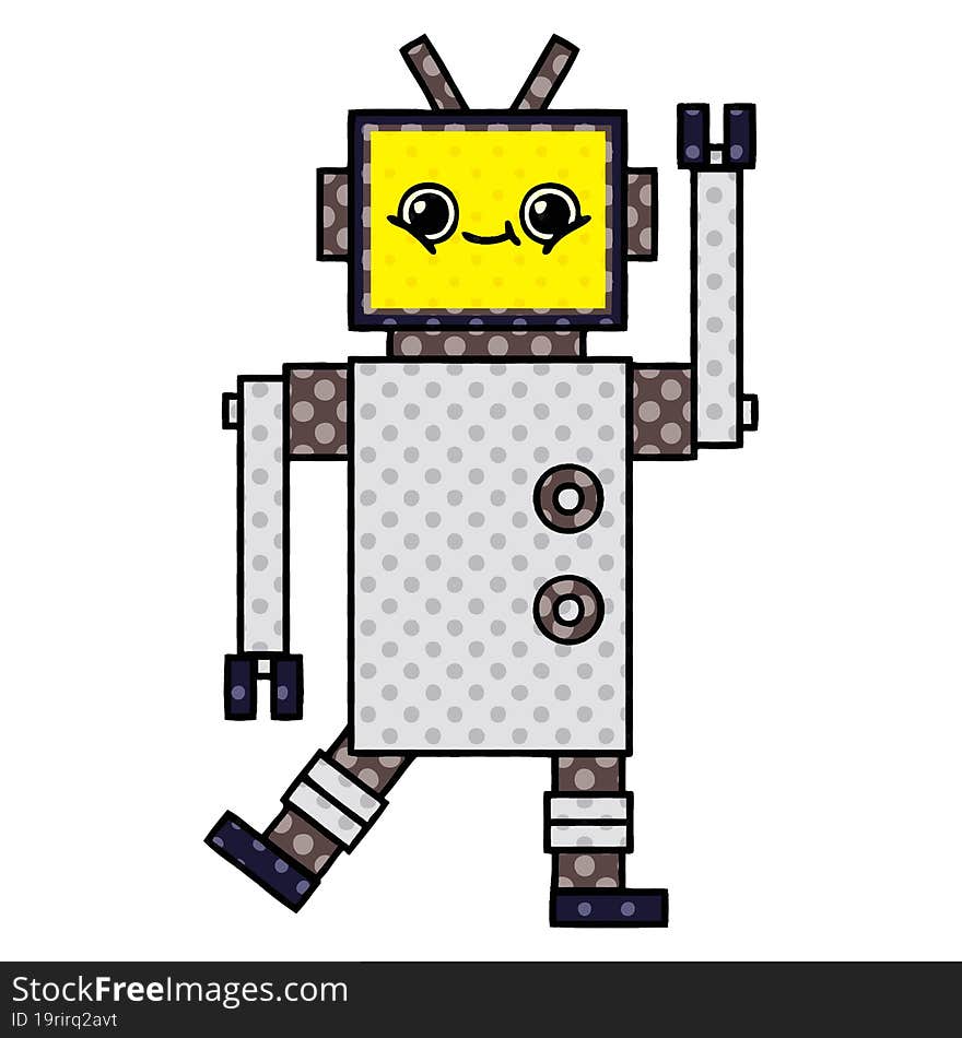 Comic Book Style Cartoon Robot