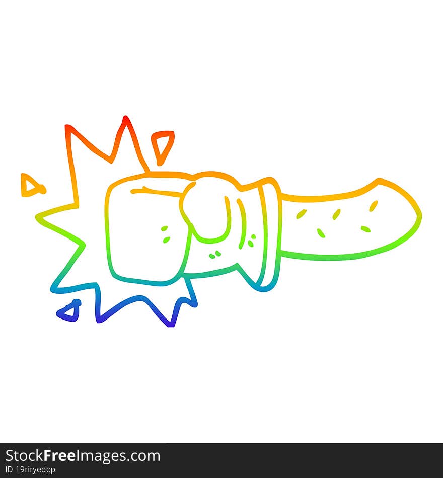 Rainbow Gradient Line Drawing Cartoon Punch