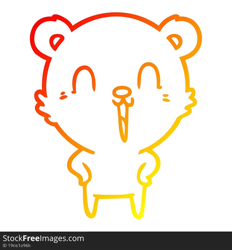 warm gradient line drawing happy laughing cartoon bear