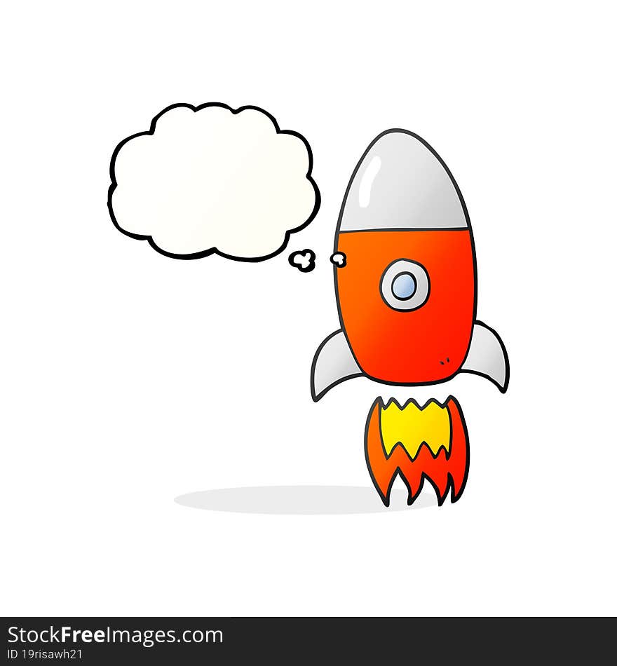 thought bubble cartoon flying rocket