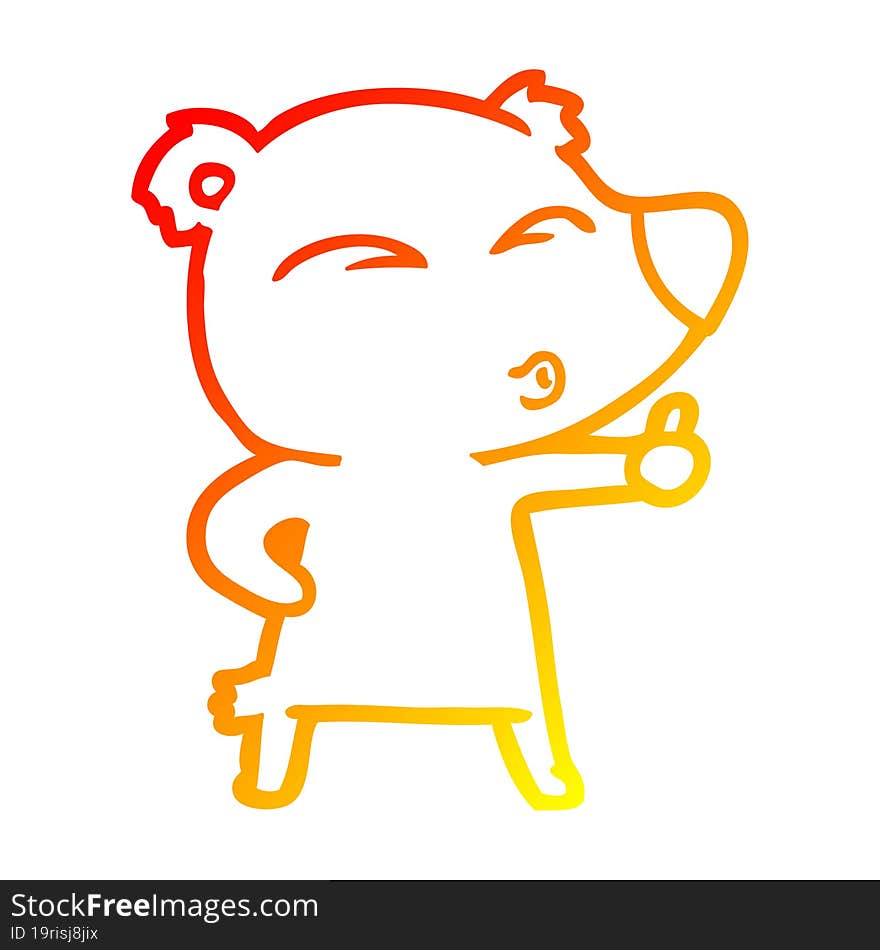 warm gradient line drawing cartoon whistling bear