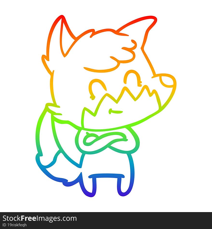 rainbow gradient line drawing cartoon happy fox