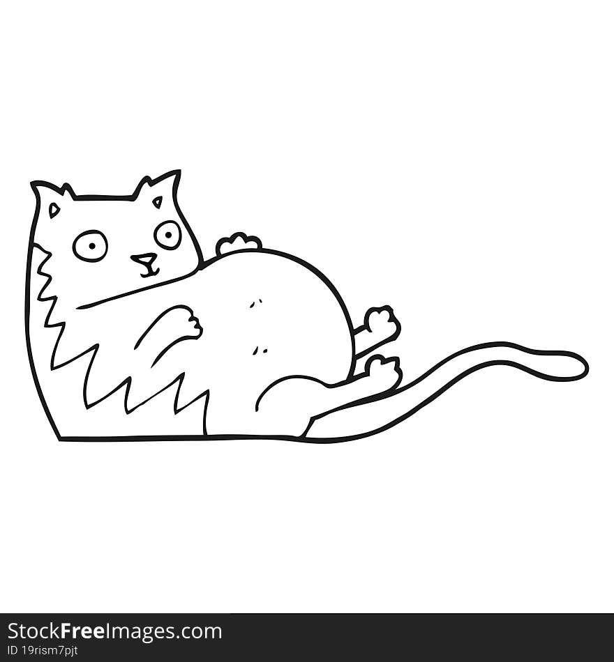 black and white cartoon fat cat