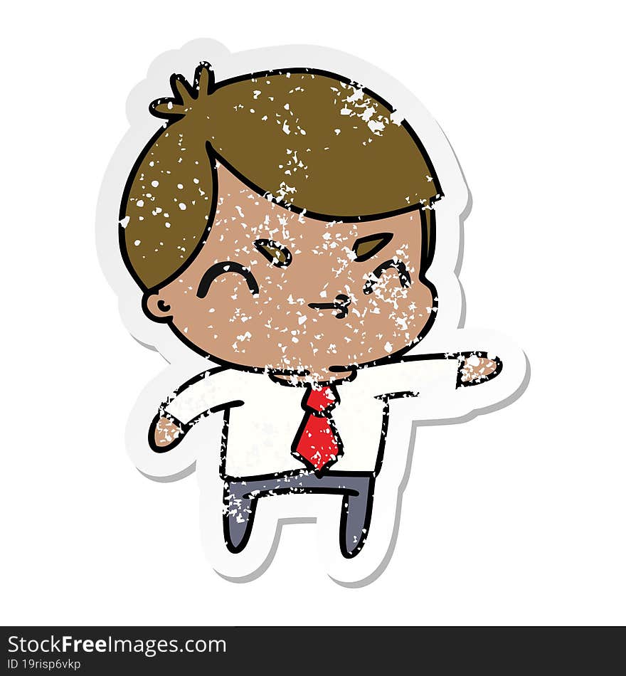 distressed sticker cartoon of a kawaii cute boy