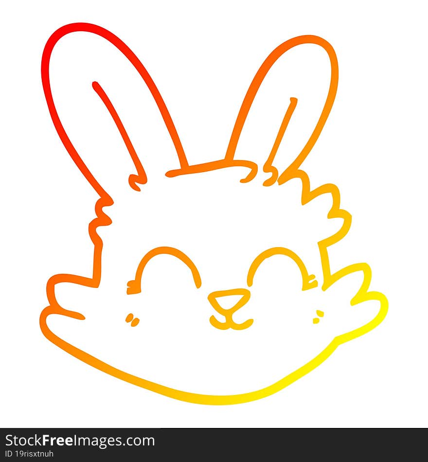 Warm Gradient Line Drawing Cartoon Happy Rabbit