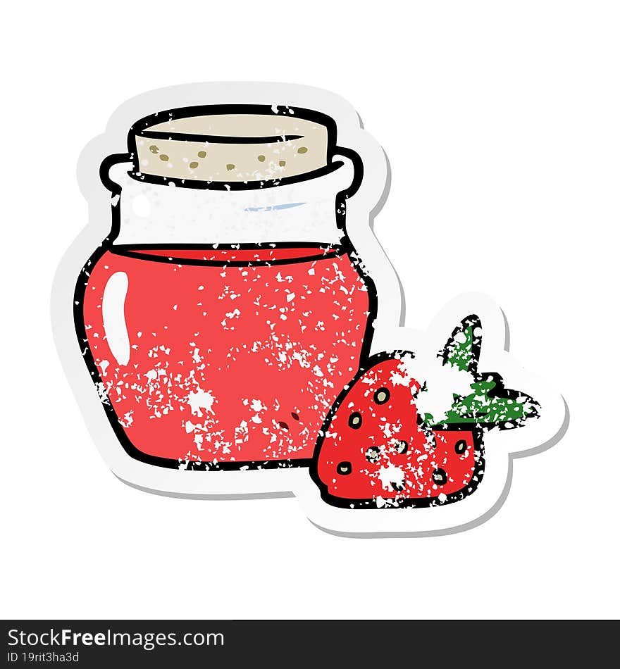 distressed sticker of a cartoon jam jar