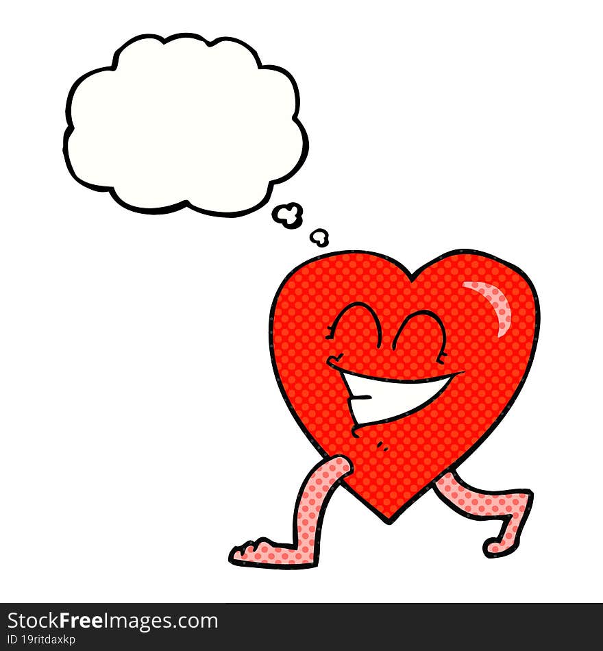 thought bubble cartoon walking heart