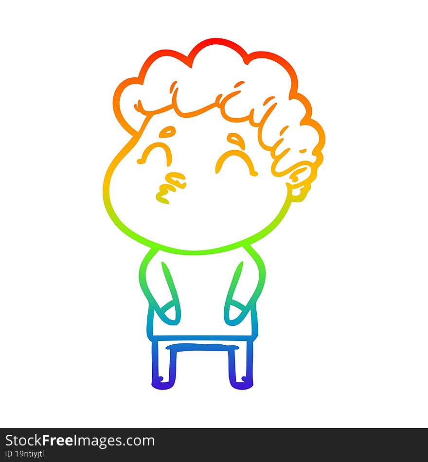 rainbow gradient line drawing cartoon man pouting