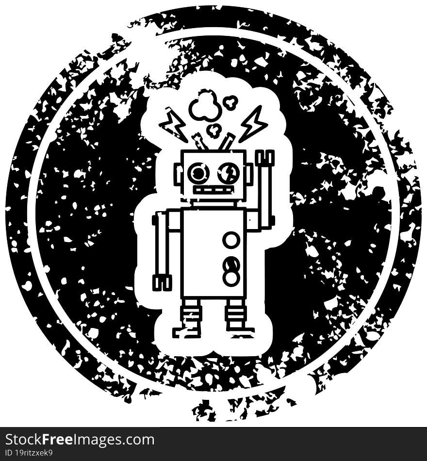 malfunctioning robot distressed icon symbol