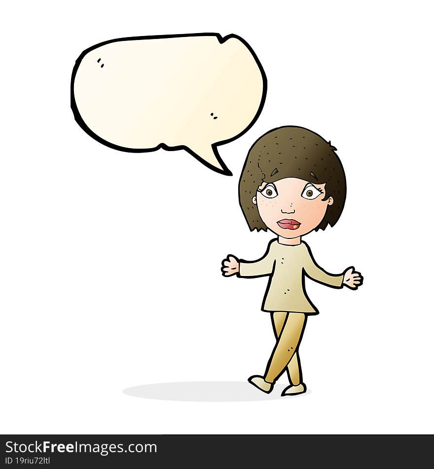 cartoon surprised woman with speech bubble