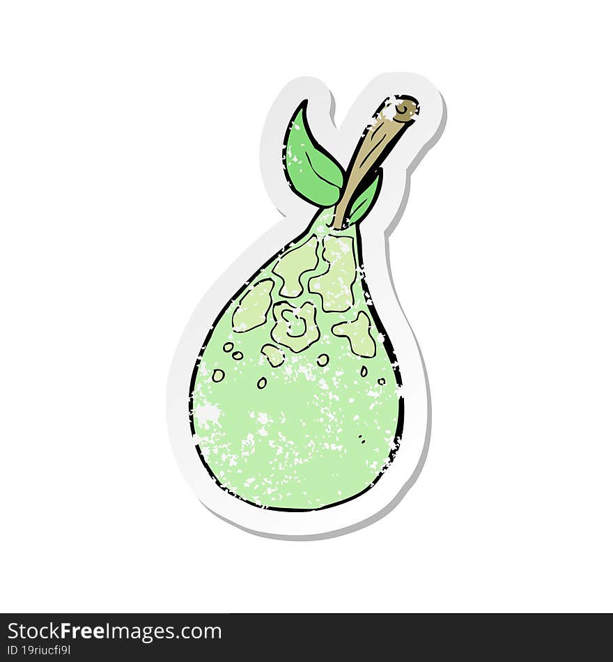 retro distressed sticker of a cartoon pear