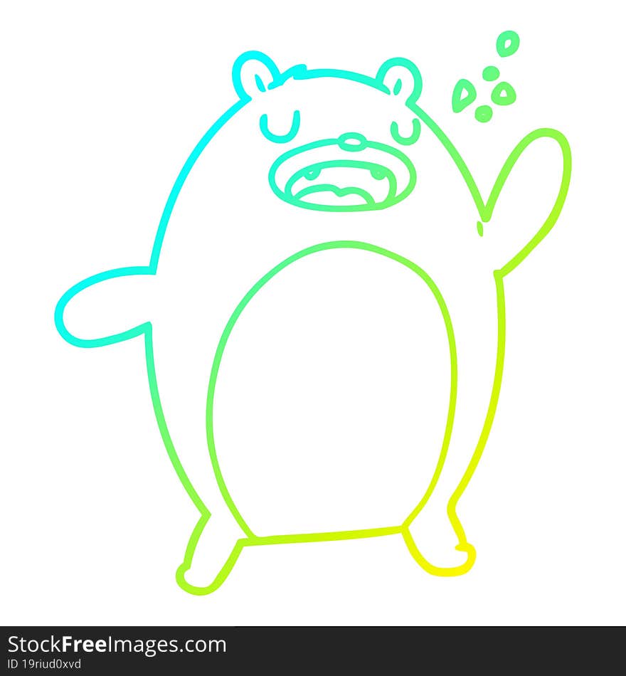 cold gradient line drawing funny cartoon bear