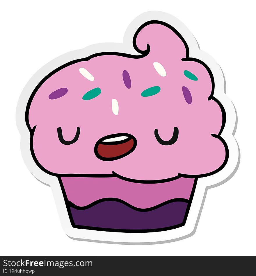 sticker cartoon kawaii of a cute cupcake