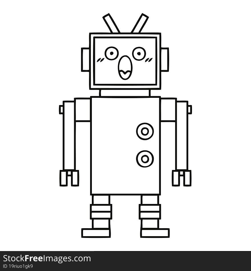 Line Drawing Cartoon Robot