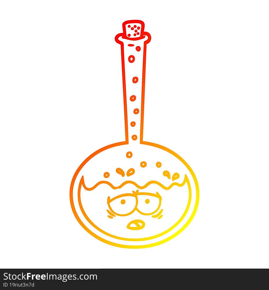 warm gradient line drawing cartoon chemical reaction