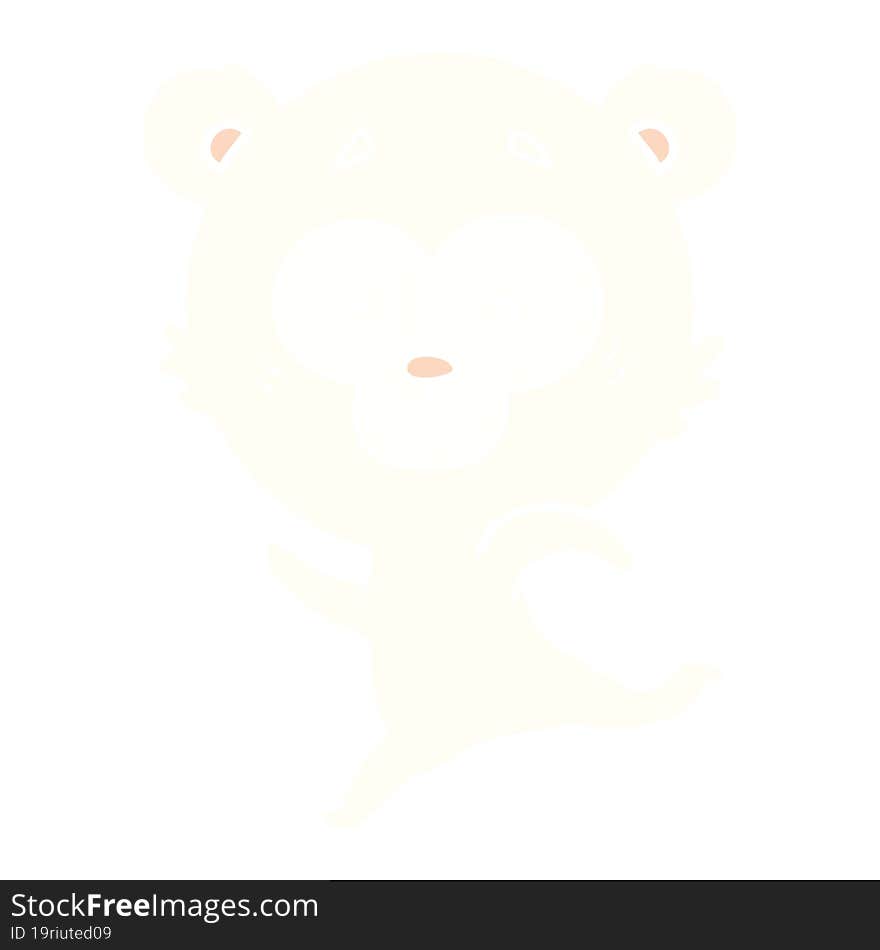 Surprised Polar Bear Flat Color Style Cartoon