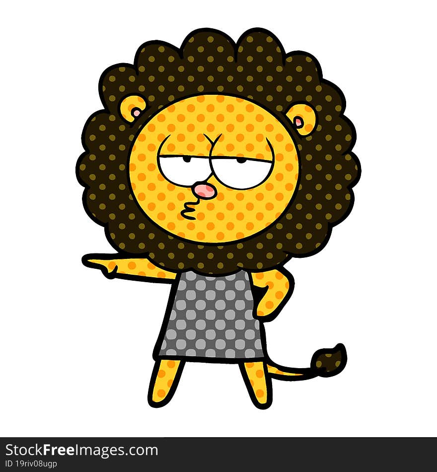 cartoon bored lion. cartoon bored lion