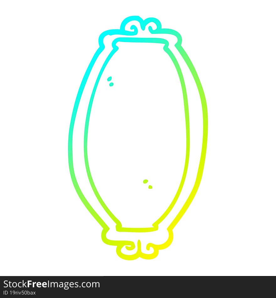 cold gradient line drawing cartoon mirror