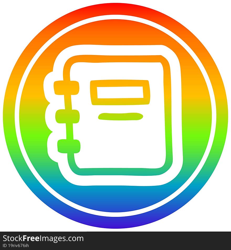 note book circular in rainbow spectrum