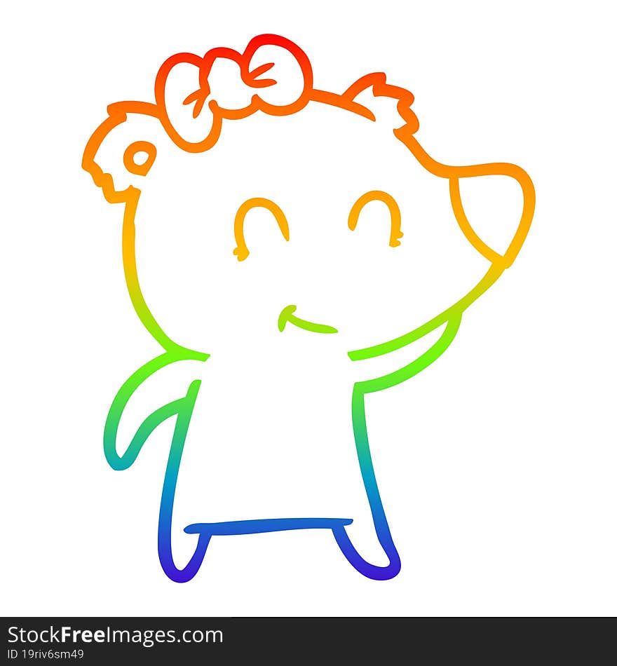 rainbow gradient line drawing female bear cartoon