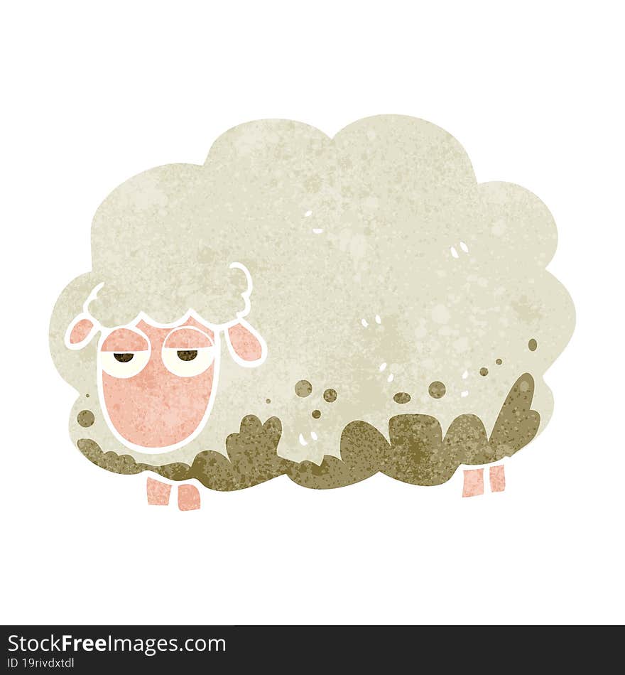 retro cartoon muddy winter sheep