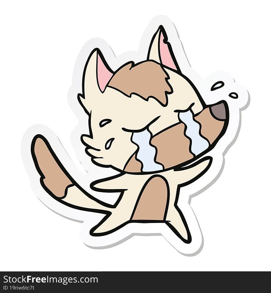 Sticker Of A Cartoon Crying Wolf