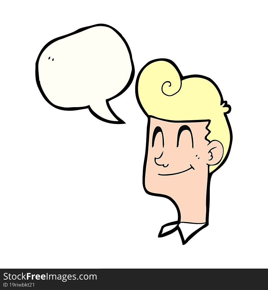 Speech Bubble Cartoon Smiling Man