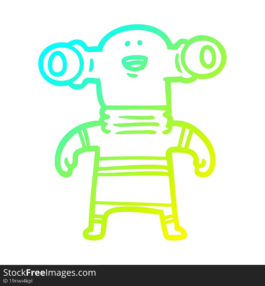 Cold Gradient Line Drawing Friendly Cartoon Alien