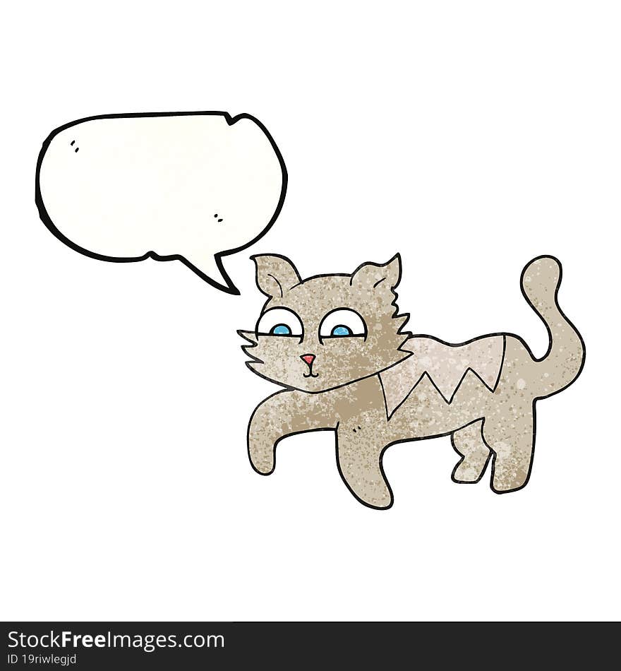 freehand drawn texture speech bubble cartoon cat