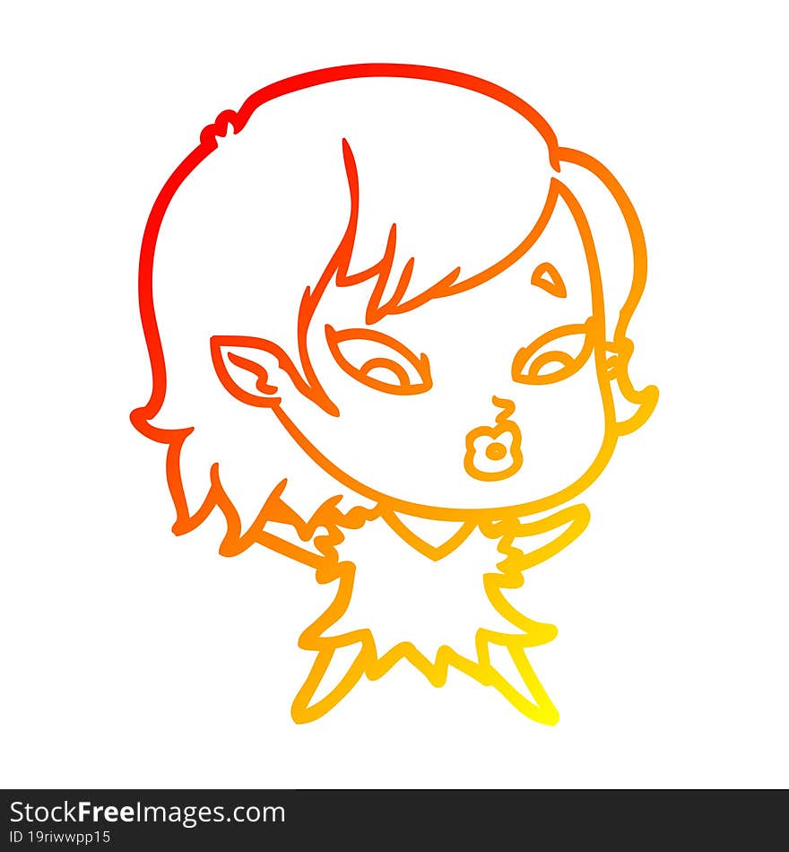 warm gradient line drawing cute cartoon vampire girl