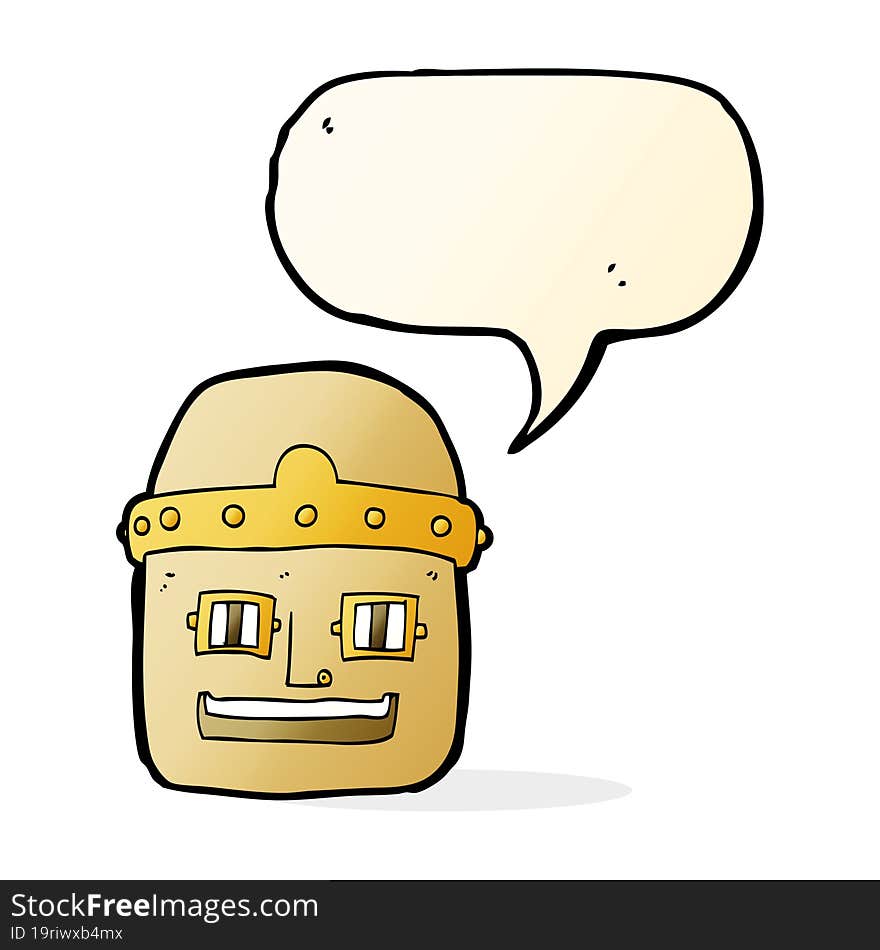 cartoon robot head with speech bubble