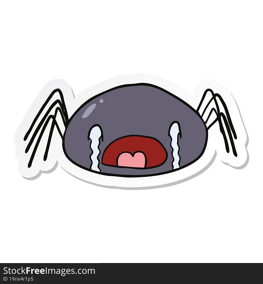 Sticker Of A Cartoon Crying Spider