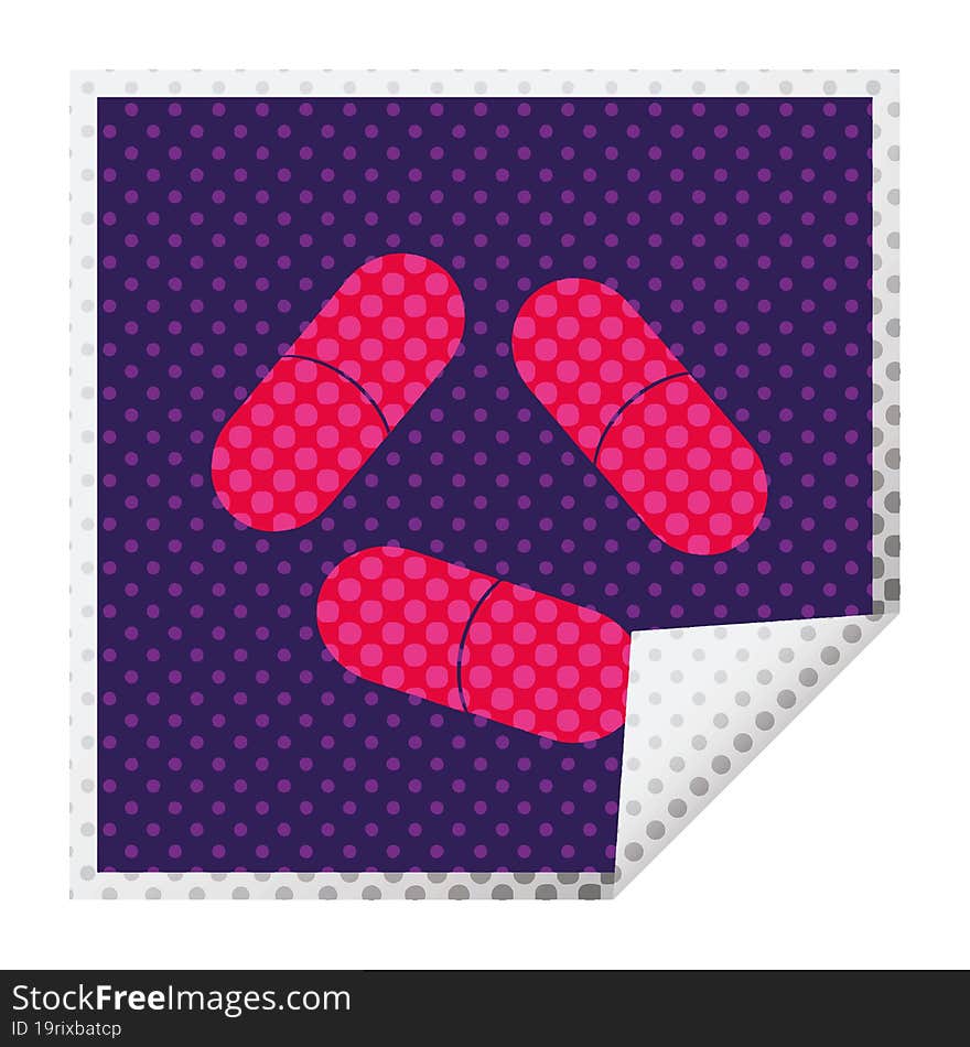 Pills Square Peeling Sticker