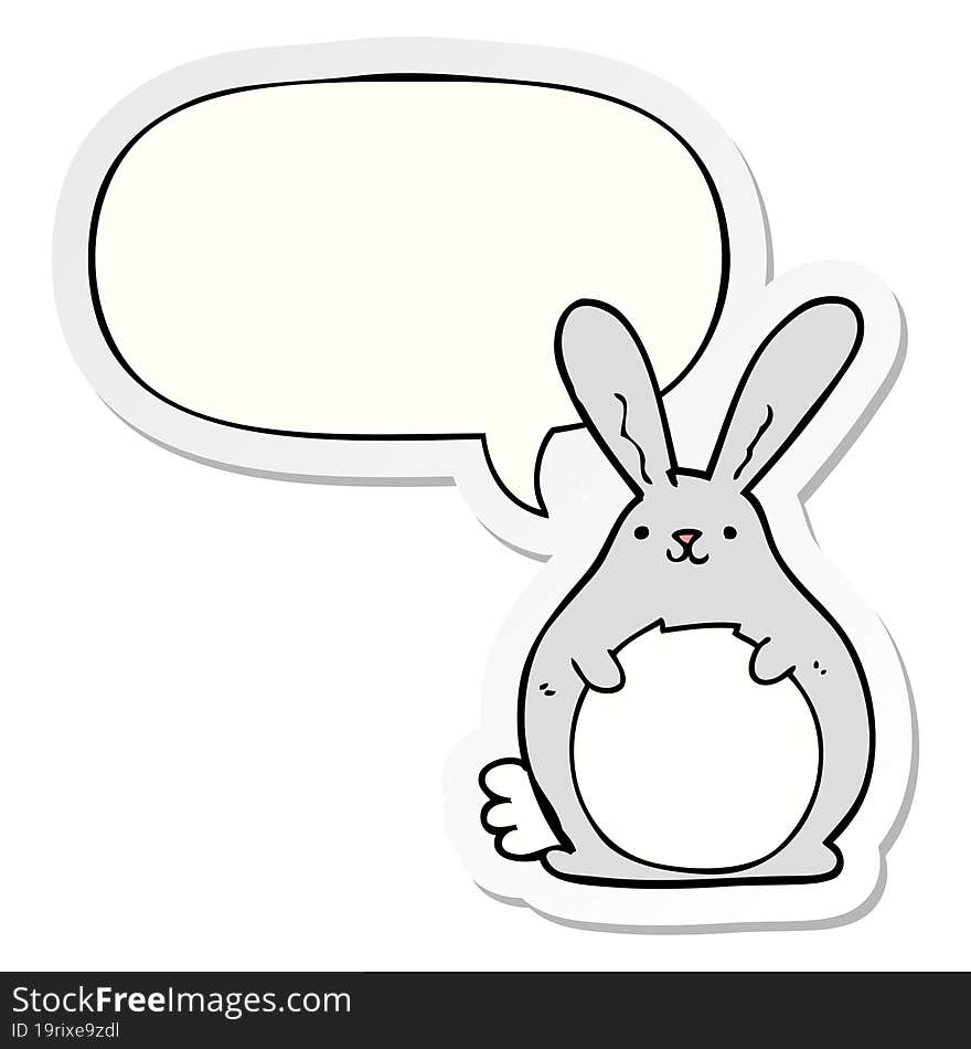 cartoon rabbit with speech bubble sticker. cartoon rabbit with speech bubble sticker