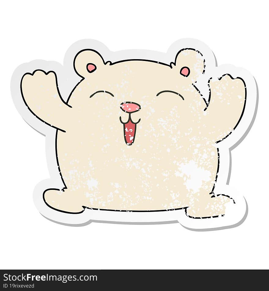 Distressed Sticker Of A Quirky Hand Drawn Cartoon Funny Polar Bear