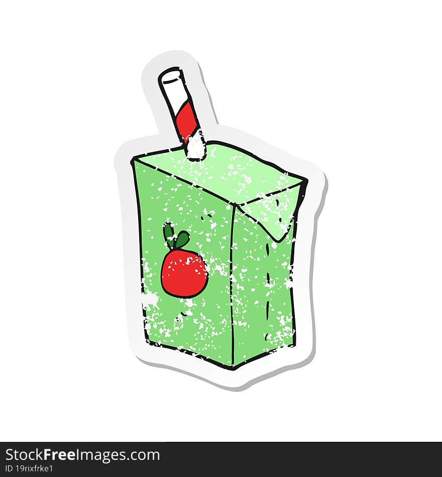 Retro Distressed Sticker Of A Cartoon Juice Box